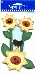 Flowers - Sunflowers & Bird, flowers & garden, scrapbook stickers (Paper Bliss)