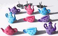 Tea Pots & Tea Cups, scrapbook brads, 12/pack (Eyelet Outlet)