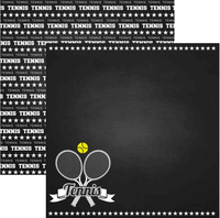 Tennis, Chalkboard Sports, double-sided scrapbook paper (Scrapbook Customs)