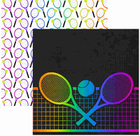 Tennis, Neon Sports, double-sided scrapbook paper (Scrapbook Customs)