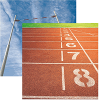 Track and Field Collection, Running Lanes & Pole Vault, sports double-sided scrapbook paper (Reminisce)