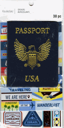 Traveling, 3 sheets - 38 pieces, scrapbook stickers & Passport, 4x7" (Recollections)  