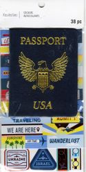 Traveling, 3 sheets - 38 pieces, scrapbook stickers & Passport, 4x7" (Recollections)  