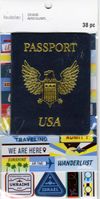 Traveling, 3 sheets - 38 pieces, scrapbook stickers & Passport, 4x7" (Recollections)  