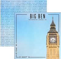 England, London, Westminster, Big Ben, double-sided Coordinates scrapbook paper (Scrapbook Customs)