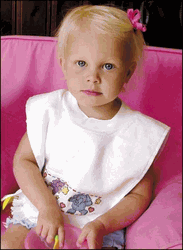 Velour Toddler Bib, white pullover, cross stitch (Charles Craft)