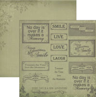 Vintage Rose Garden Collection, Green Words, double-sided, scrapbook cardstock (Couture Creations)<br><font color=red>50% off</font>
