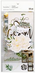 Wedding, 3 sheets - 58 pieces, scrapbook stickers & diecuts, 4x7" (Recollections)  