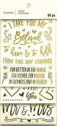 Wedding, gold writing, scrapbook stickers, 3 SHEETS (Recollections)