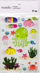 Whimsical Sea Creatures, 3D scrapbook stickers 4x7" (Recollections)  