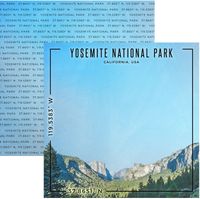 Yosemite National Park, California, double-sided Coordinates scrapbook paper (Scrapbook Customs) 