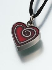 Embrace <BR>Red Enameled Pewter Heart Pendant