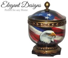 US Flag with Eagle Cremation Urn