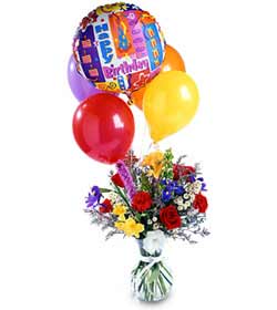 Birthday Balloon & Flowers bouquet