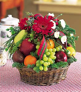Christmas Fruit & Flowers Basket