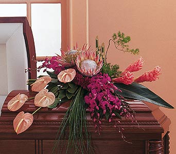 tropical paradise casket spray 