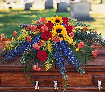 vibrant summer casket spray 