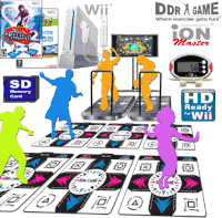 Group Fitness for a class bundle #76 (includes 1 Wii System, 1 Wii Carrying Case, 1 Nunchuk Controller, 1 Remote Controller, 1 Wii Sports game, 1 DDR Hottest Party 2 game, 1 2GB SD Memory Card, 1 HD Component Cable, 2 iON Master Arcade Metal Dance Pads, 6 Training Pads and 8 Digital Pedometers)