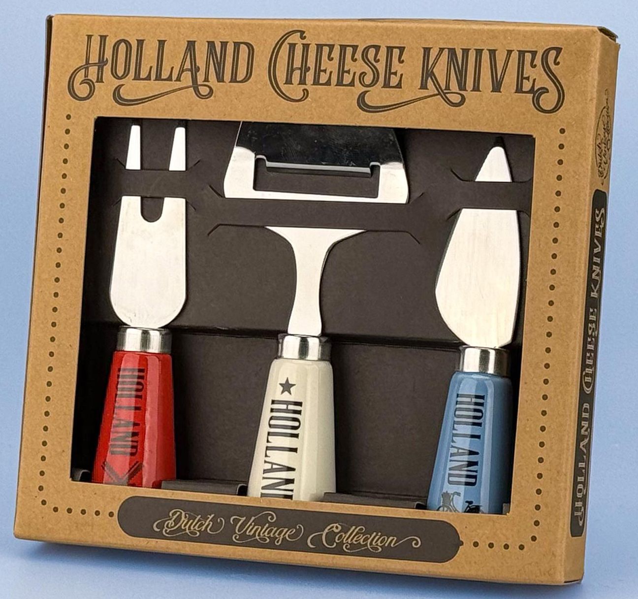 Cheese Knife Set - Red/White/Blue Handles