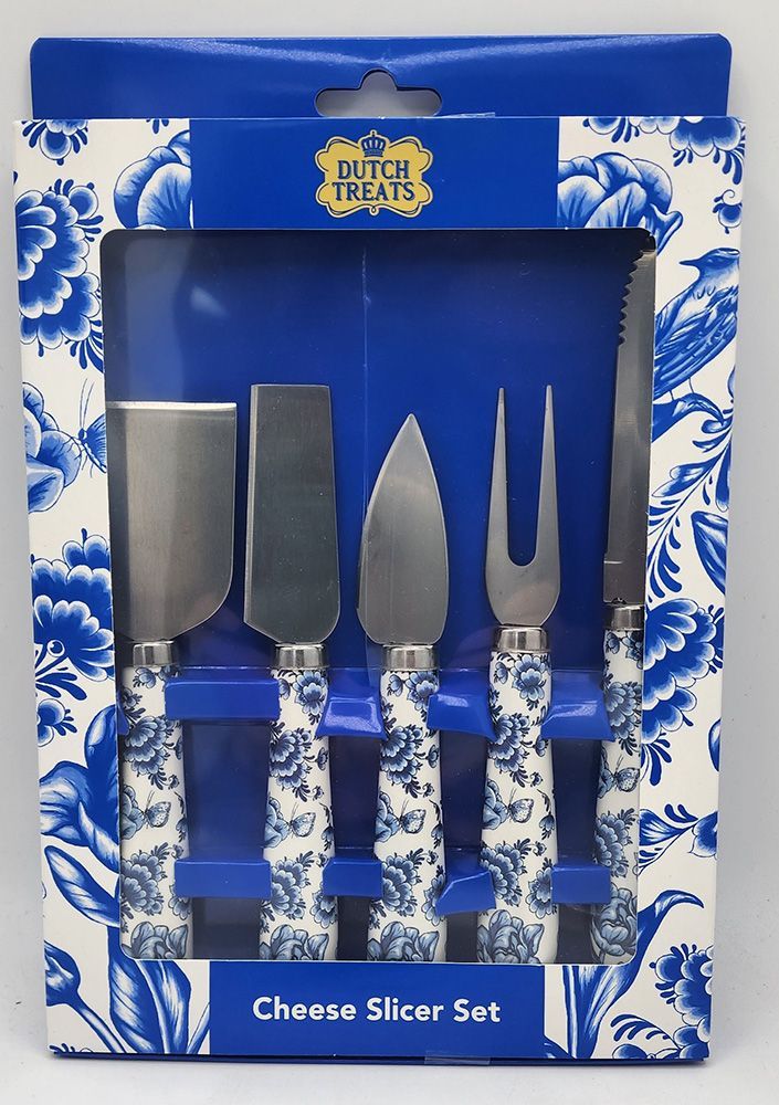 Set of 5 Delft Handled Cheese Slicers