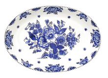 Delft Blue Floral Design Oval Dish