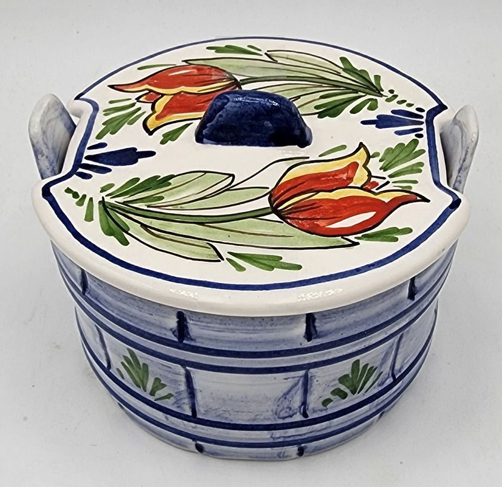 DeWit Handpainted Covered Butter Dish