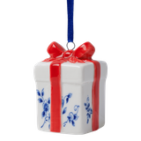 Delft Ornament - Present with Red Bow