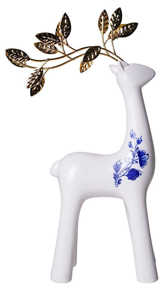 Delft Large Reindeer with Gold Antlers