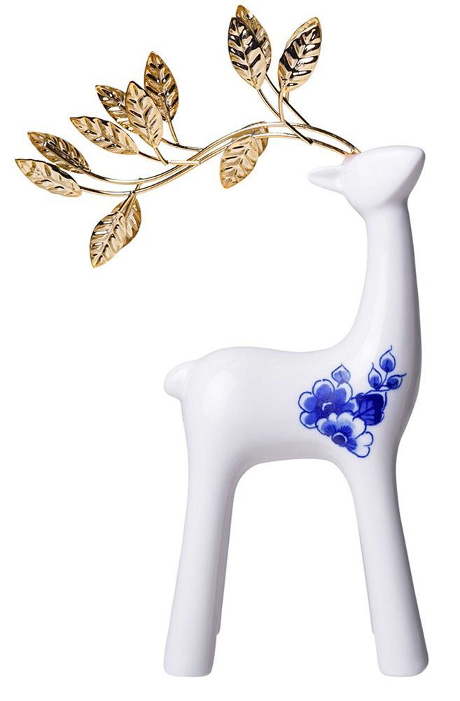 Delft Small Reindeer with Gold Antlers