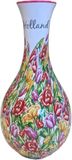 Delft 12" Narrow-Mouth Vase with Floral Design
