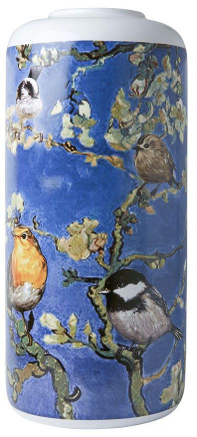 Delft Cylinder Vase - Blue Forest Birds Design