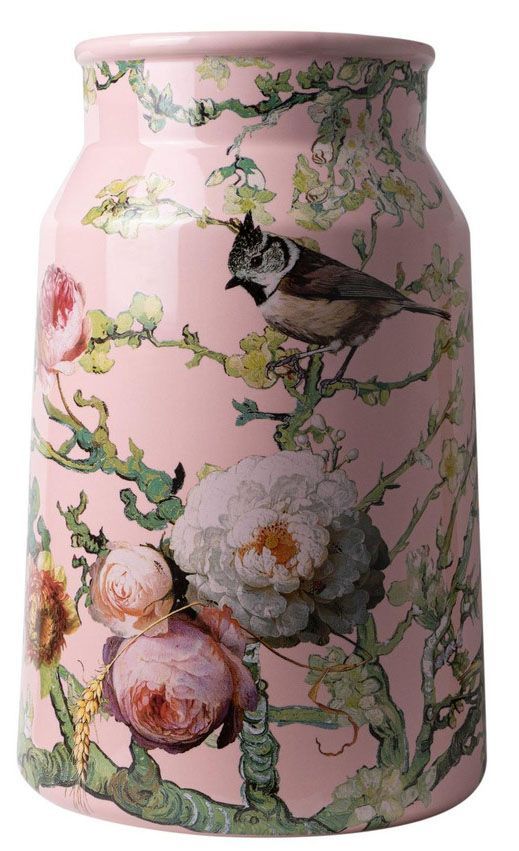 Delft Vase - Pink Forest Birds Design