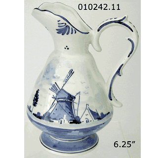 DeWit Handpainted Delft Blue Pitcher, 6.25
