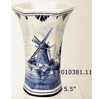 DeWit Handpainted Delft Blue Vase, 5.5