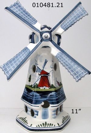 DeWit Handpainted Delft Windmill 11"