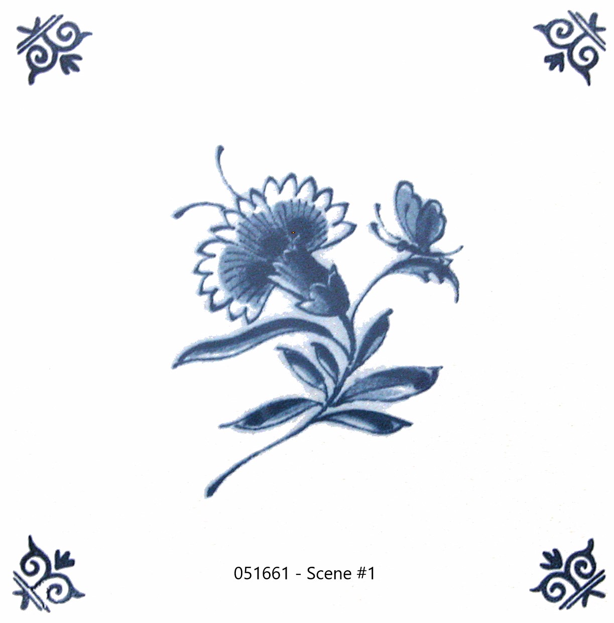 Blueware Blue and White Delft Tile Flowers Series Blueware Blue and