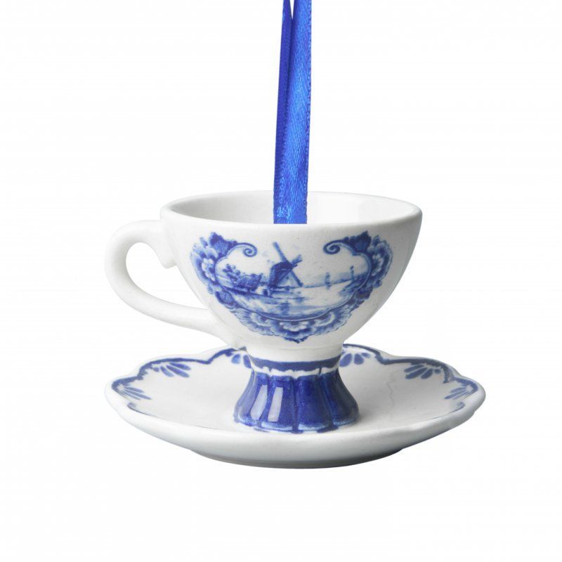 Blue and White Delft Teacup & Saucer Ornament Christmas Ornaments & Special Editions
