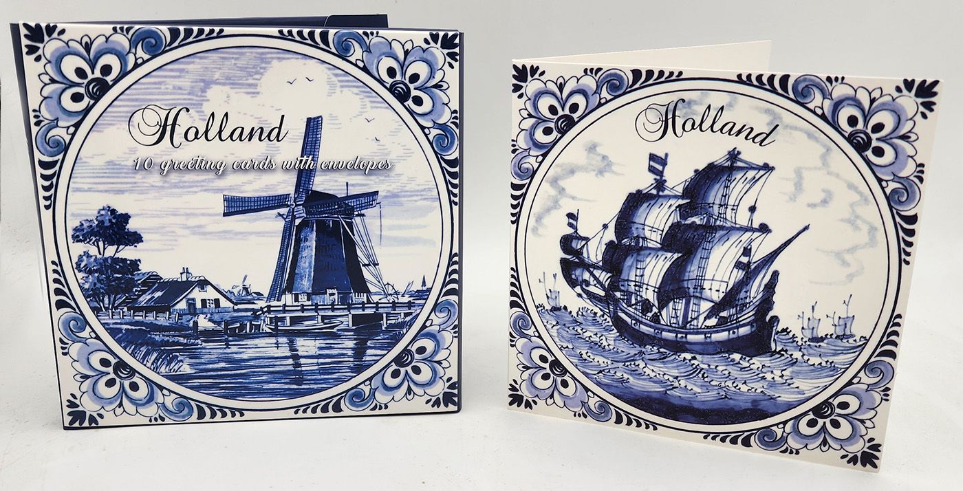 Set of 10 Greeting Cards with Envelopes - Delft Blue Design