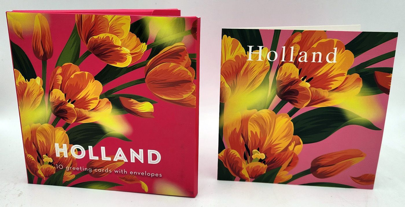 Set of 10 Greeting Cards with Envelopes - Tulip Design