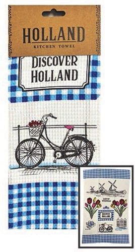 Holland Kitchen Towel with Blue Bicycles Design