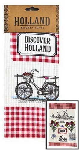 Holland Kitchen Towel with Red Bicycles Design