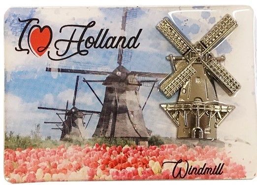 &quot;I Love Holland&quot; Magnet with Windmill Accent