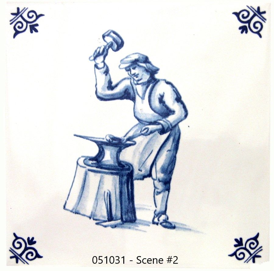 Blueware Blue and White Delft Tile  - Old World Trades Series
