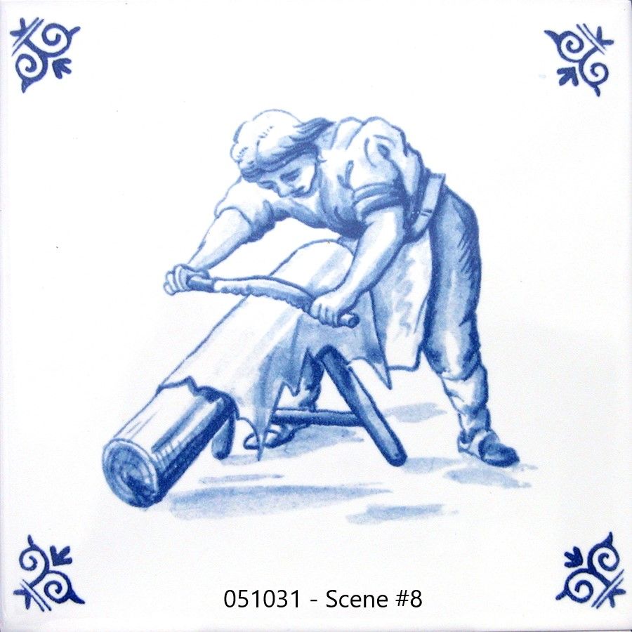 Blueware Blue and White Delft Tile  - Old World Trades Series