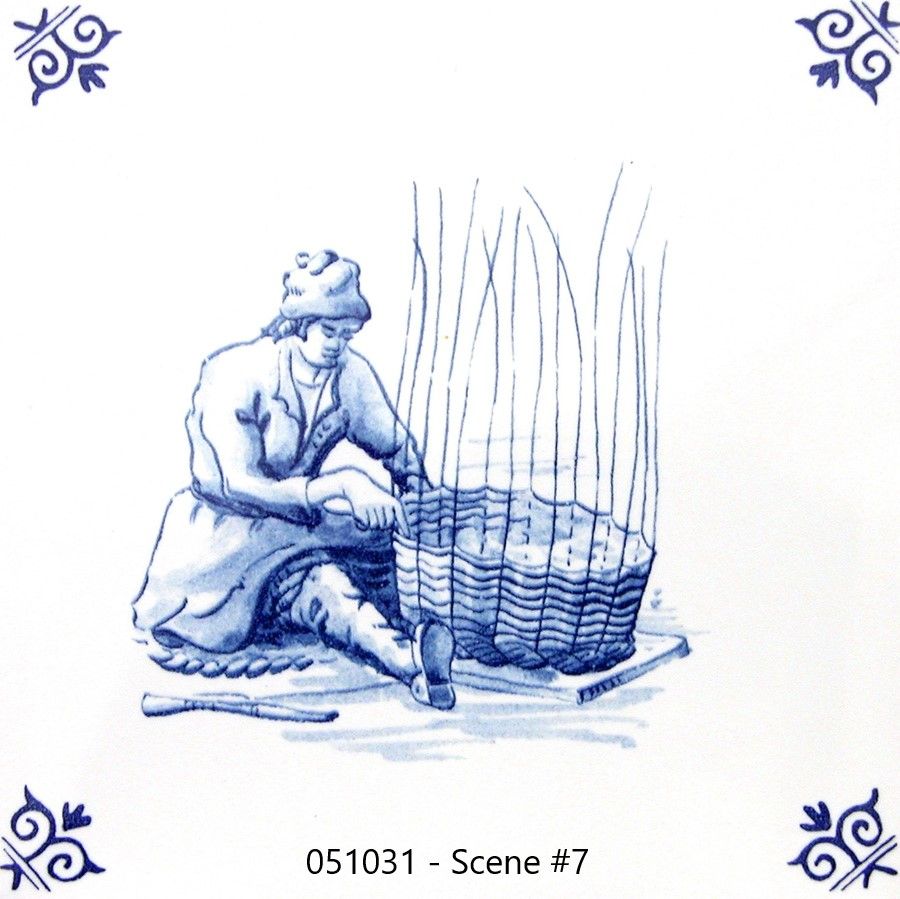 Blueware Blue and White Delft Tile  - Old World Trades Series