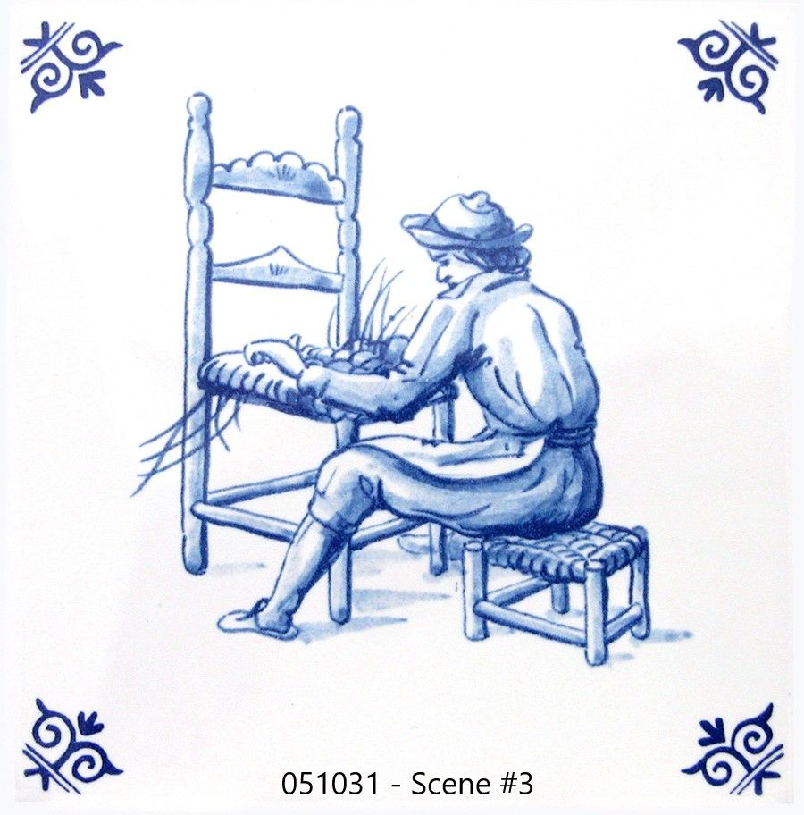 Blueware Blue and White Delft Tile  - Old World Trades Series