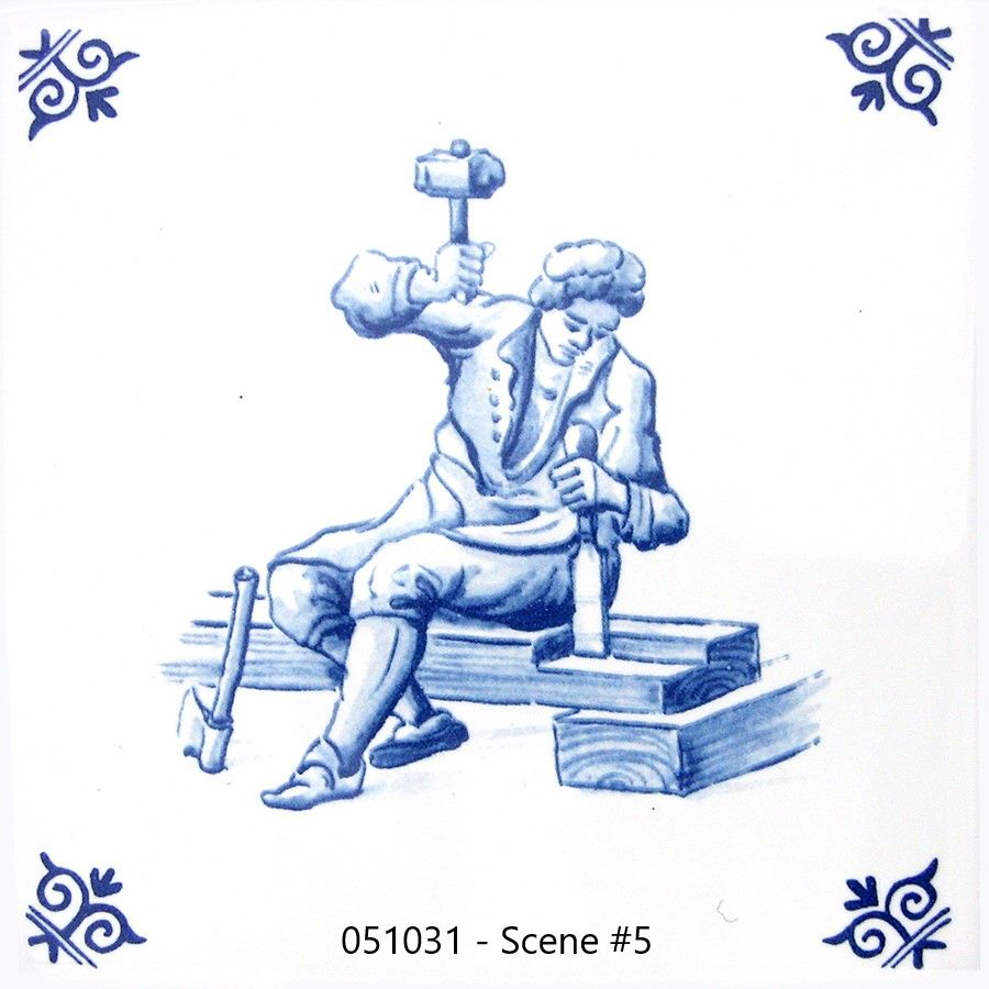 Blueware Blue and White Delft Tile  - Old World Trades Series