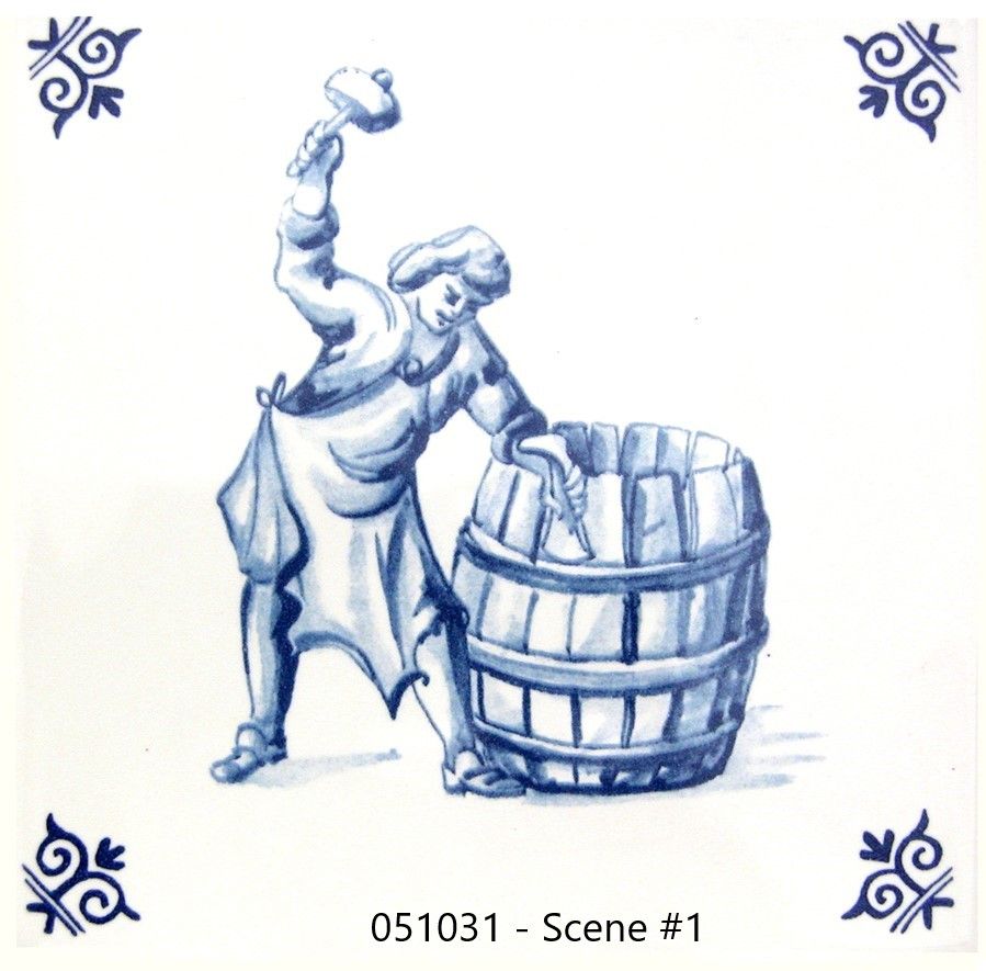 Blueware Blue and White Delft Tile - Old World Trades Series