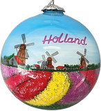 Delft Ball Ornament - Tulip Fields & Mills