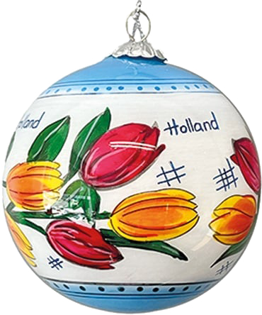 Delft Ball Ornament - Holland Tulips